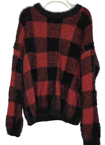 Red buffalo plaid knit - plaid,