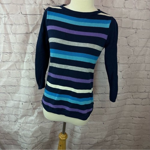 Talbots navy striped sweater - navy,